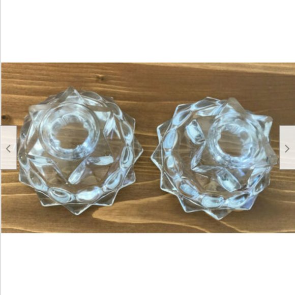 Vtg Clear Bubble Star Shape Glass Candle Holders Reims France Abbott Fortunio - Picture 5 of 6